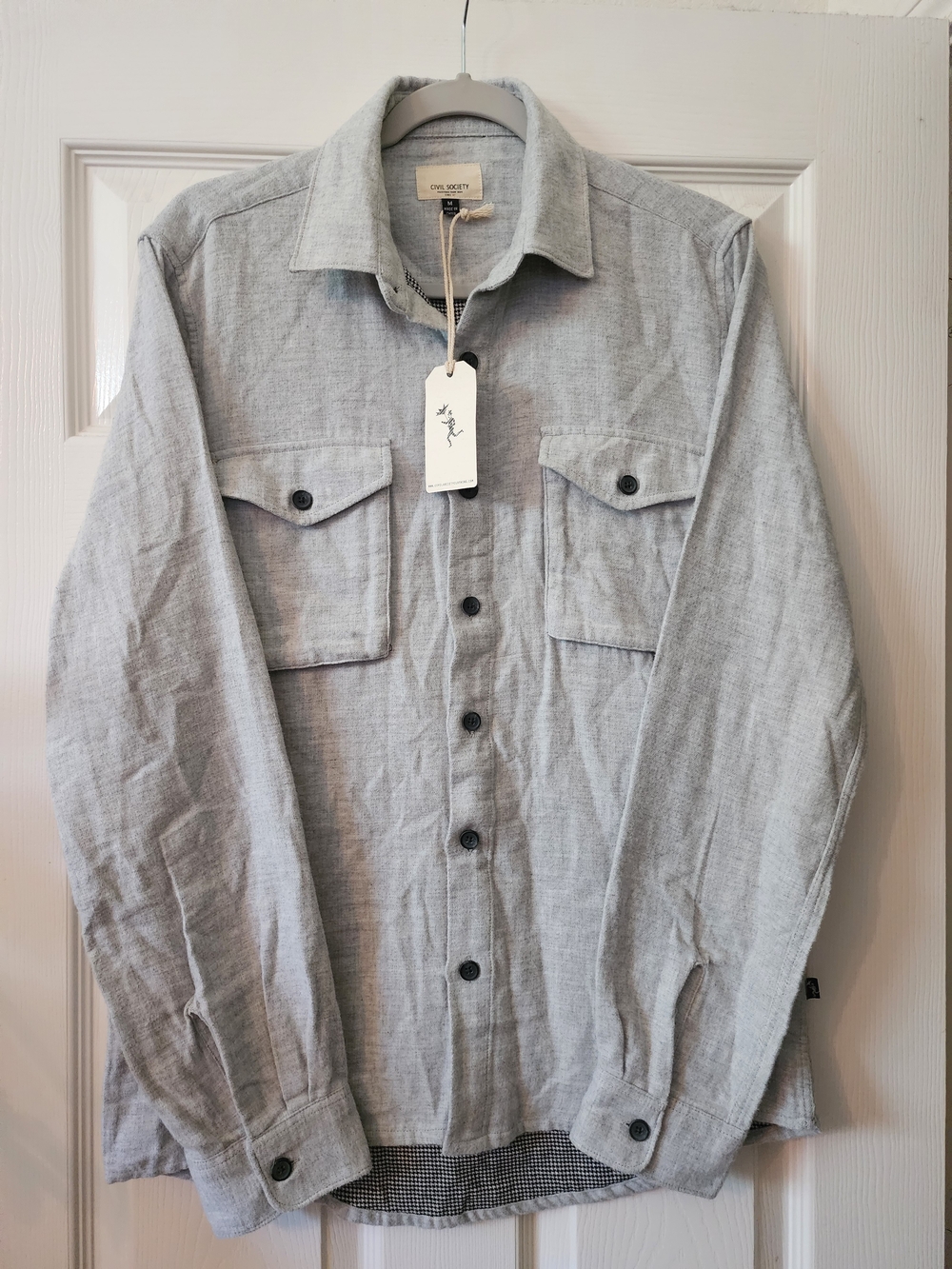 Civil Society Light Gray Button-Front Shacket Flannel NWT